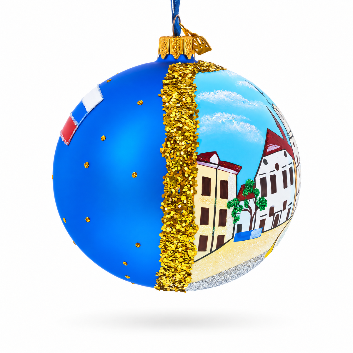 Old Town in Bratislava, Slovakia Glass Ball Christmas Ornament 4 Inches