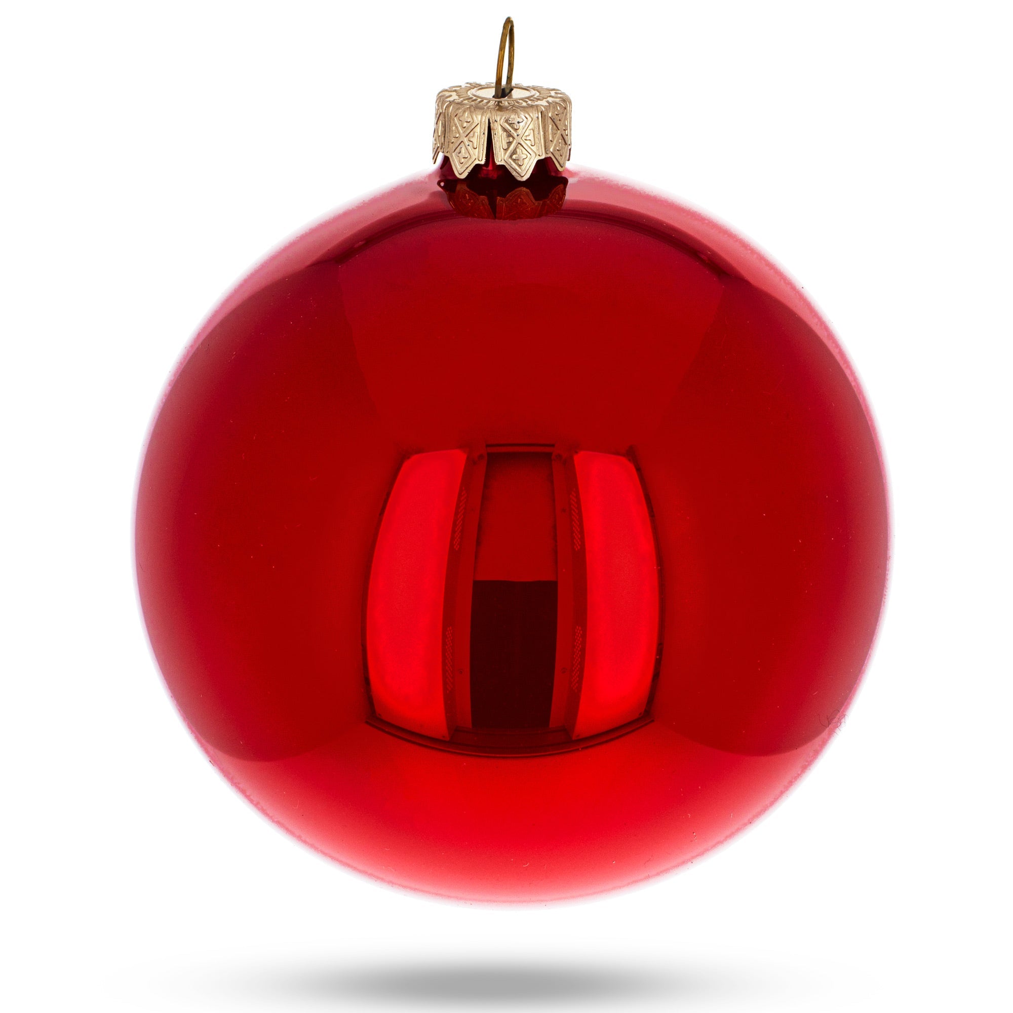 Set of 6 Red Glossy Glass Ball Christmas Ornaments 3.25 Inches