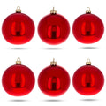 Set of 6 Red Glossy Glass Ball Christmas Ornaments 3.25 Inches