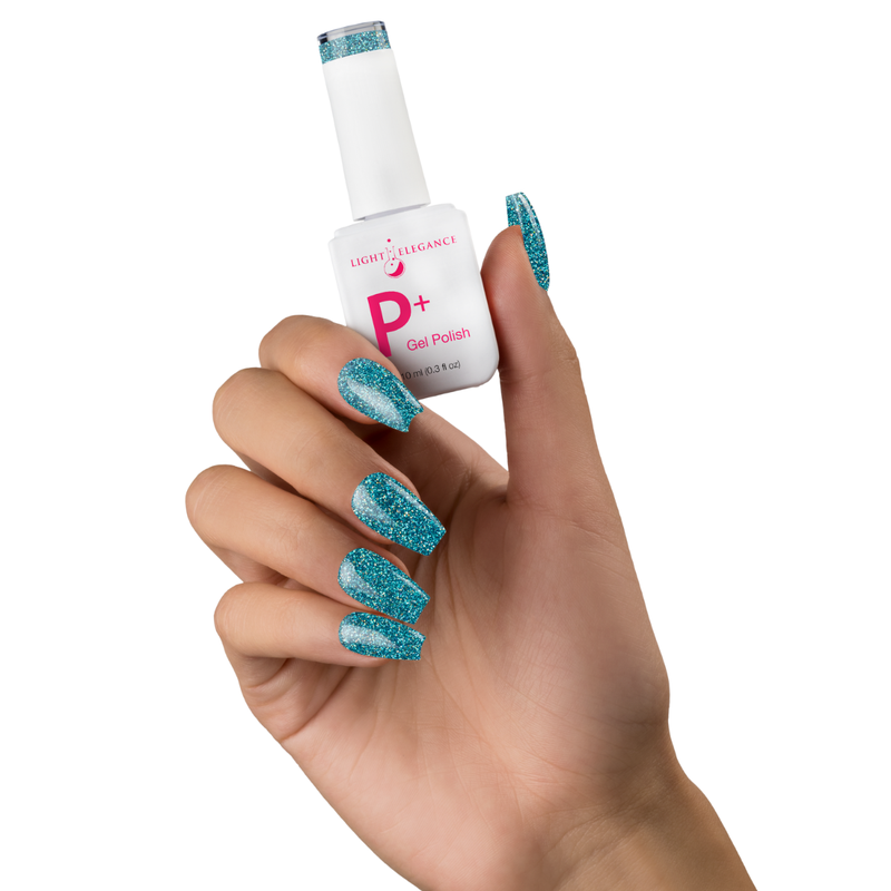 Light Elegance P+ Soak-Off Glitter Gel Polish - Blast Off Blue