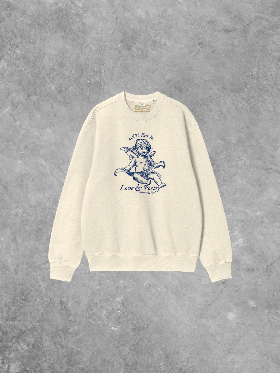 Underground Original Design: All's Fair in Love & Poetry Boxy Cotton Sweatshirt