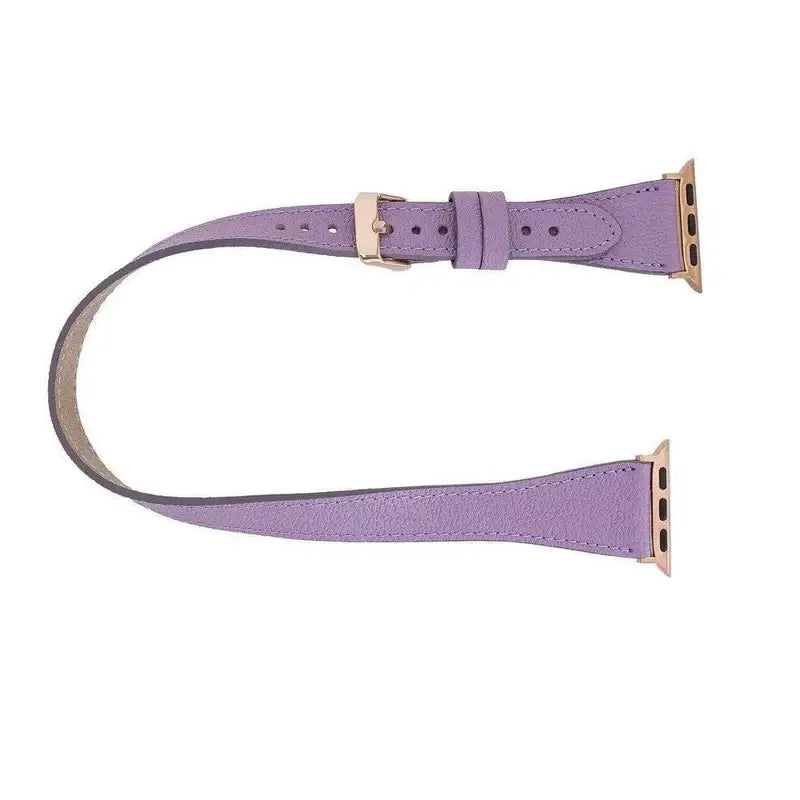 Luxury Double Wrap Purple Leather Apple Watch Band - San Diego