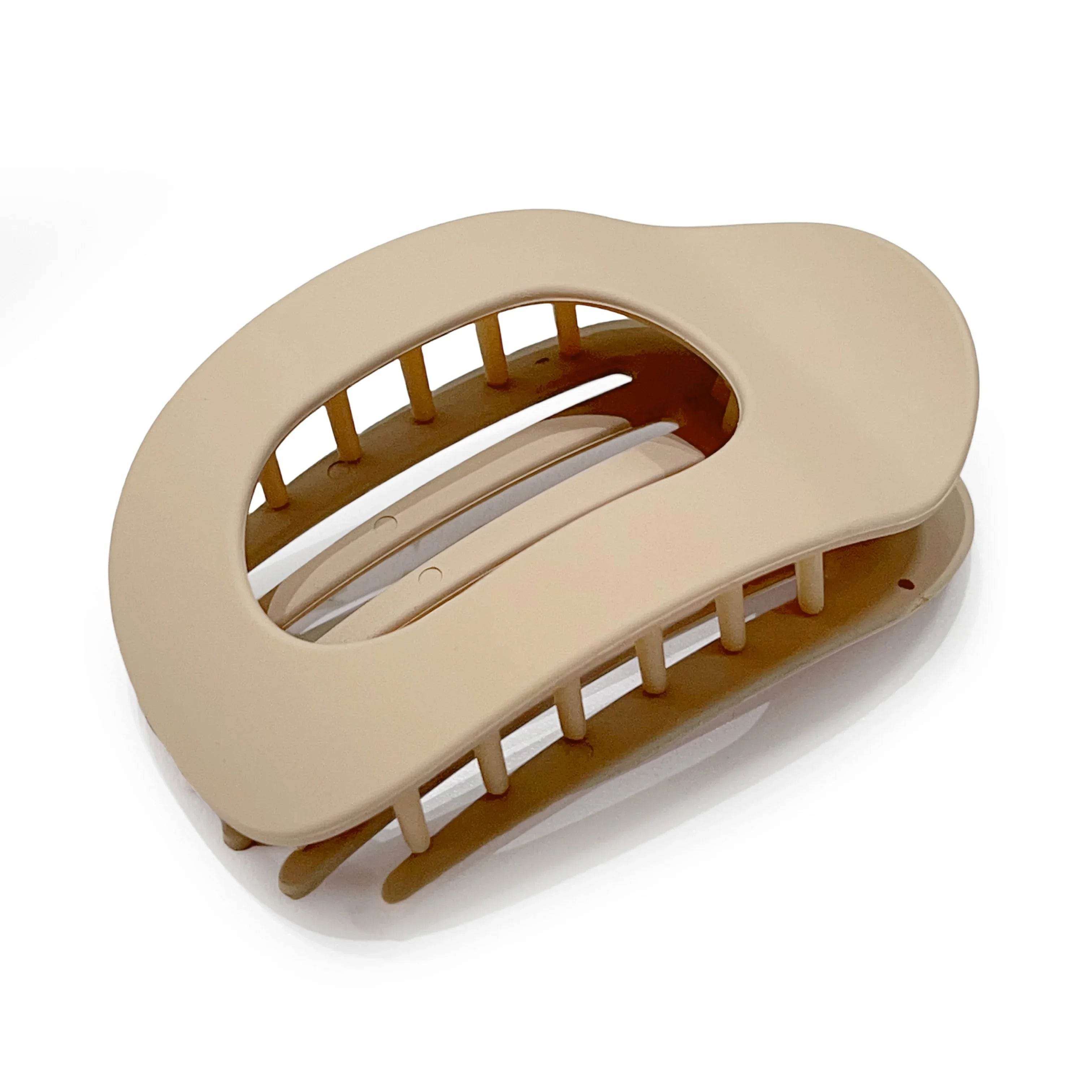 Leopard Matte Oval Hair Claw Clip – Curved Barrette for Women