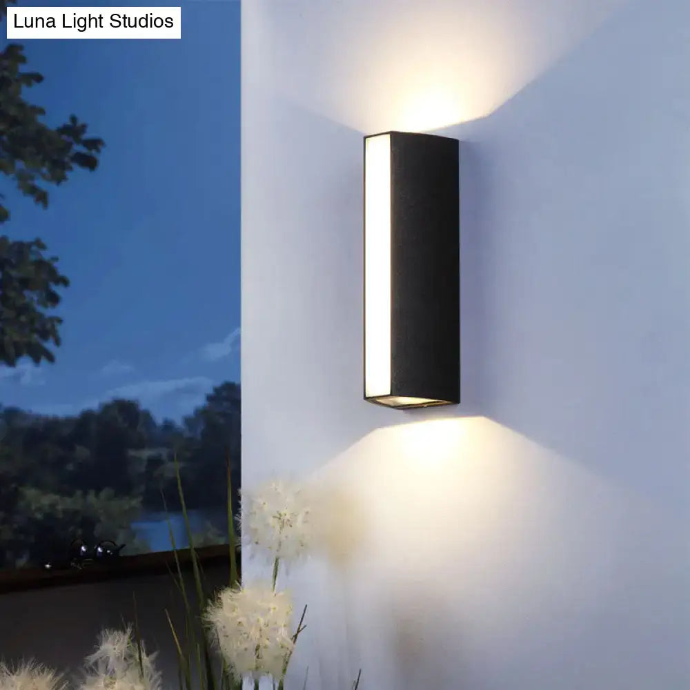DecorBites™ Simple Style Matte Black Rectangle LED Wall Light Metallic Sconce Lamp - Outdoor Use