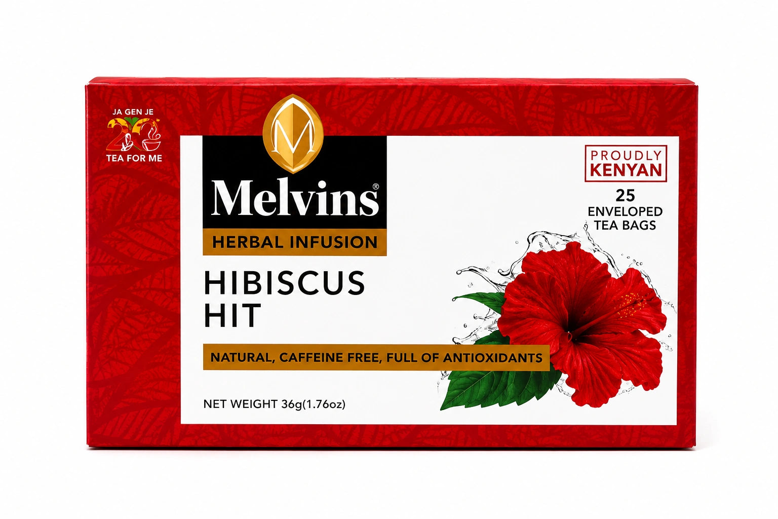 Melvins Hibiscus Hit Herbal Infusion 25 Enveloped Tea Bags, Kenyan Hibiscus Tea