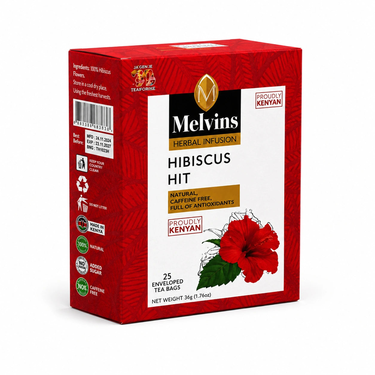 MELVINS HIBISCUS TEABAGS 20'S TAGGED