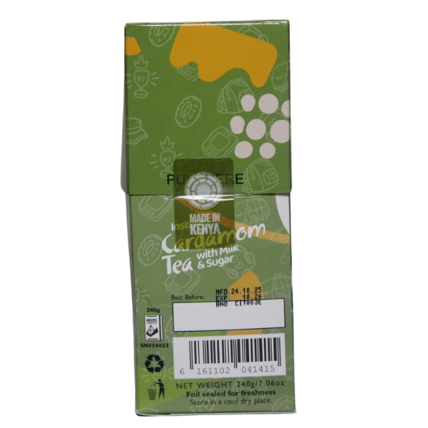 Slim side spine of Melvins Instant Cardamom Tea green box