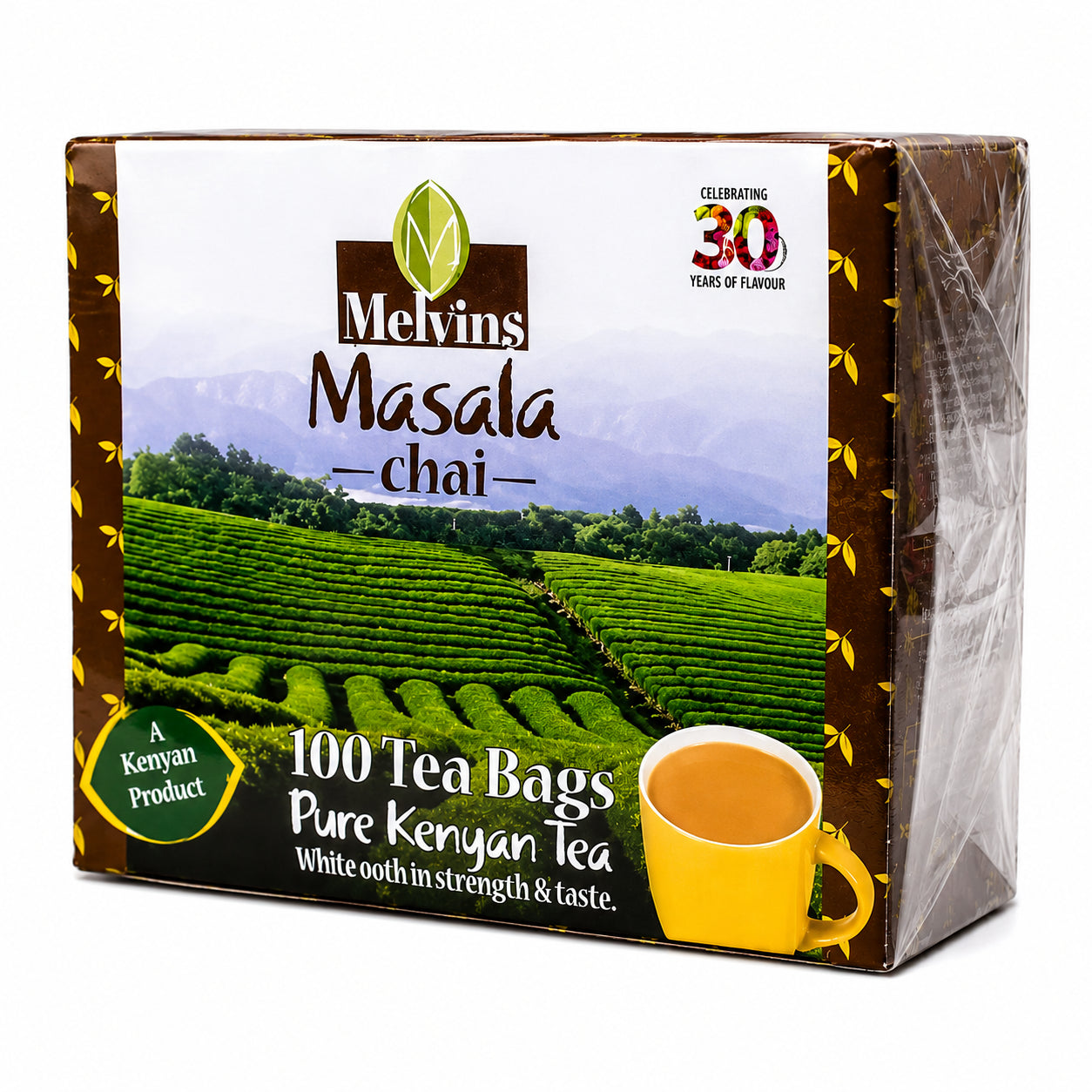 Melvins Masala Chai Tea Bags 100s, pure Kenyan tea bags with ginger and cinnamon for traditional spiced chai