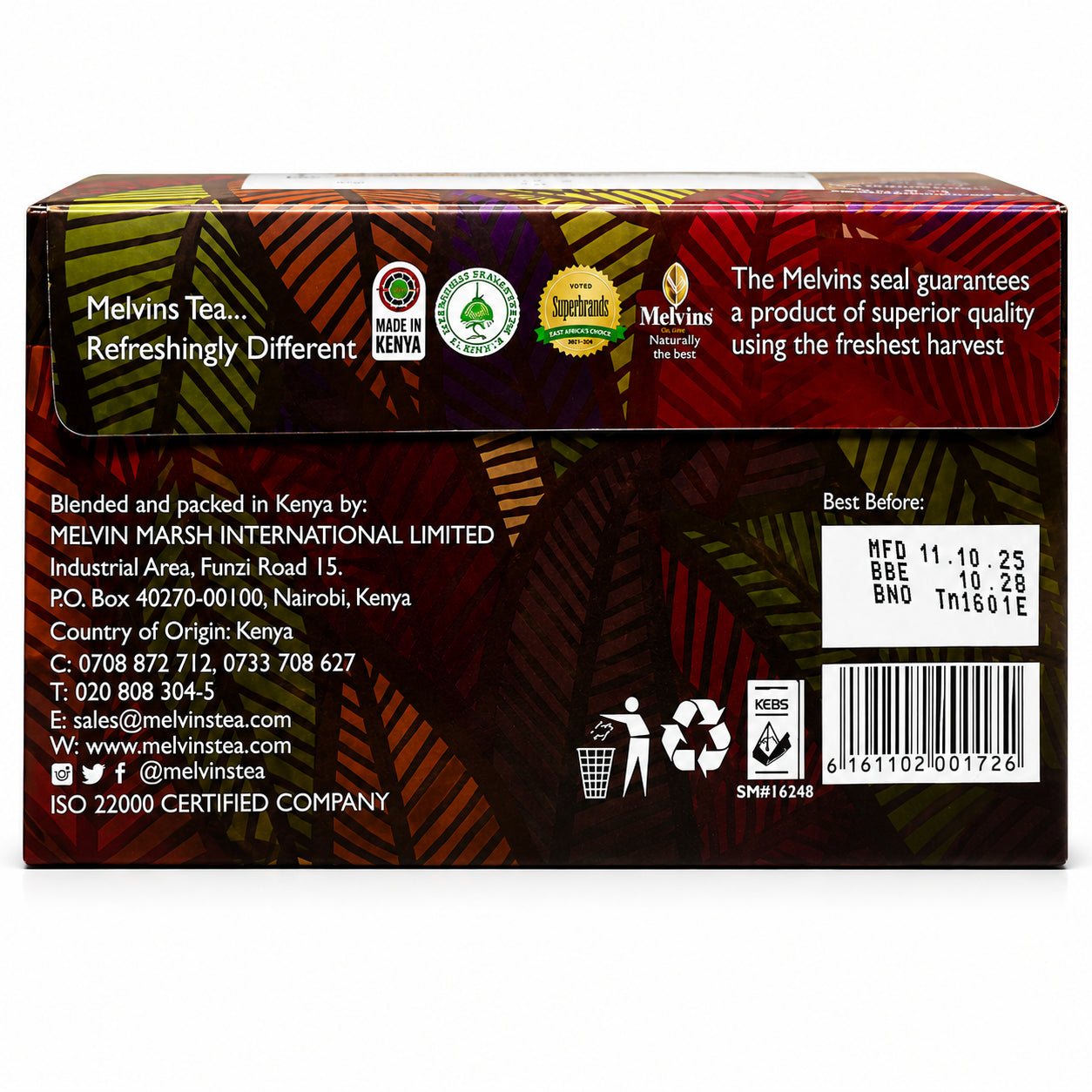 Melvins Medley of Infusions Tea Bags 25s Kenyan herbal tea variety pack with lemon ginger and chamomile blends