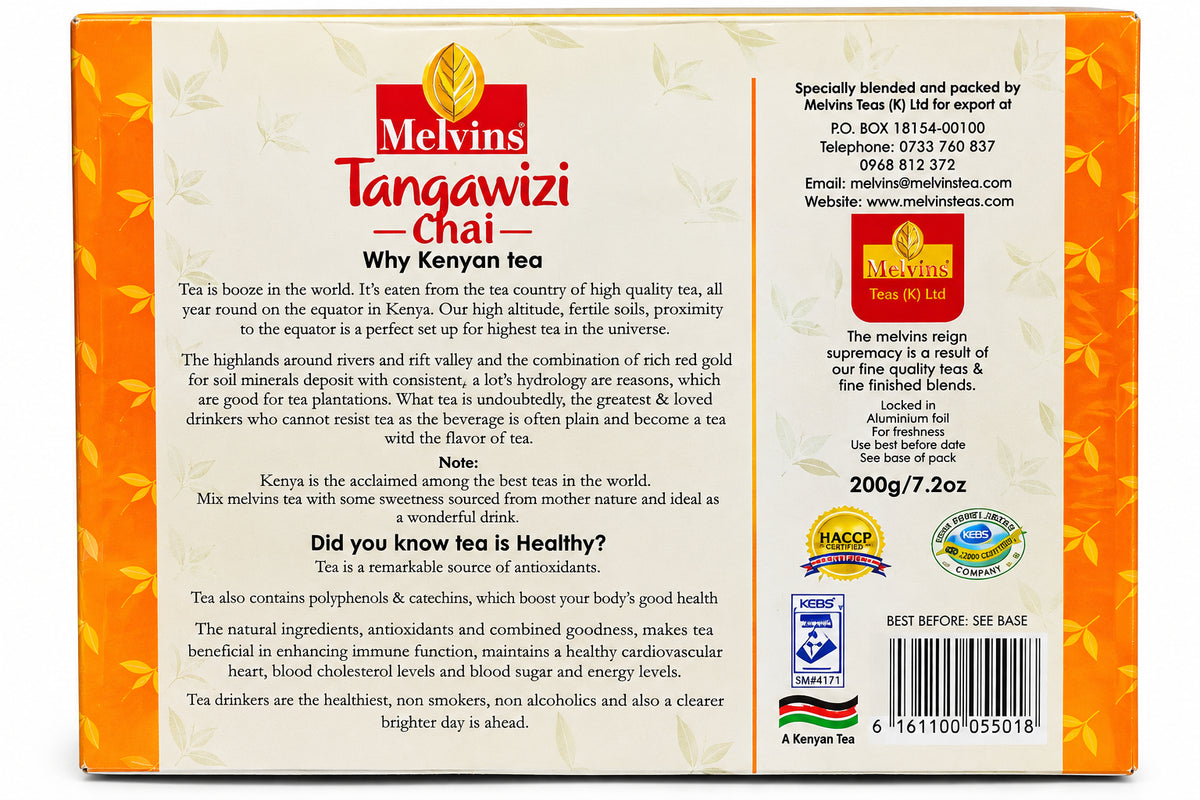 Melvins Tangawizi (Ginger) Chai - 100 Tea Bags, Pure Kenyan  Ginger Tea