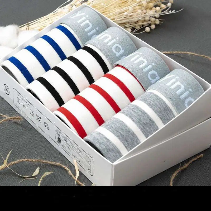 Men's 4 Pack Striped Boxer Set