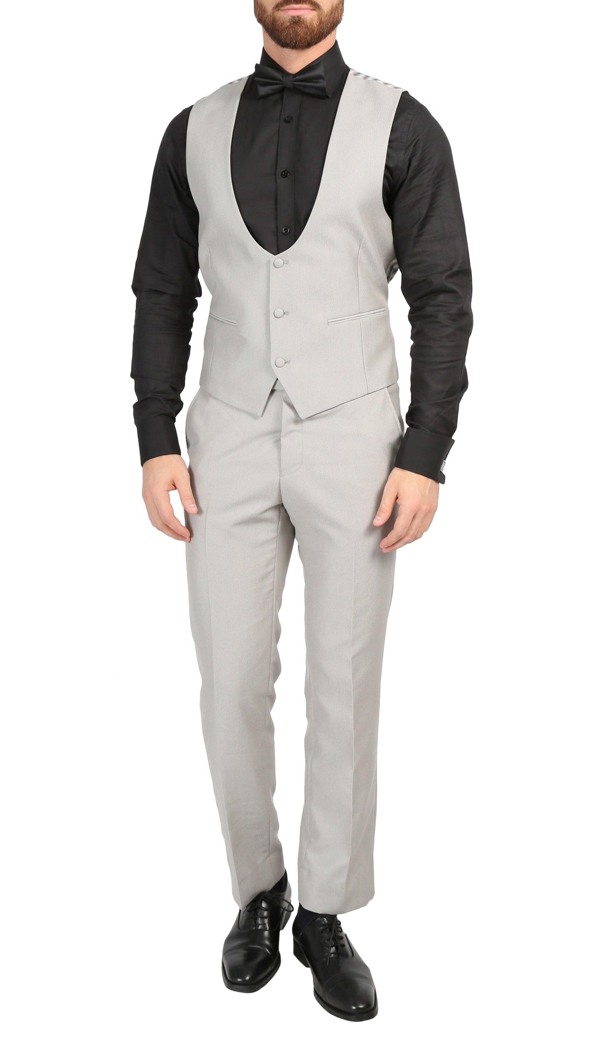 Ferrecci Men's Daxson Grey Slim Fit Shawl Collar 3pc Tuxedo
