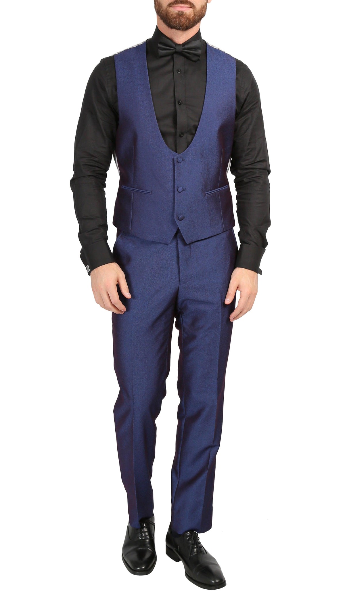 Ferrecci Men's Daxson Navy Slim Fit Shawl Collar 3pc Tuxedo