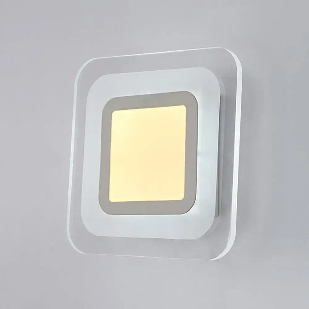 Minimalist off white square led wall lamp bedroom triangle round light