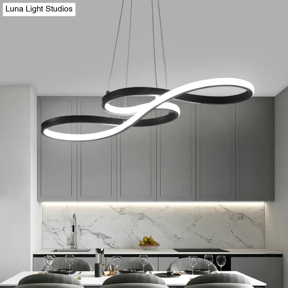 Minimalistic led infinity pendant light black & white dining room