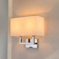 Modern beige rectangular wall sconce bedroom fabric light 110v-120v
