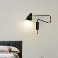 Modern black and brass task wall light for bedroom or studio