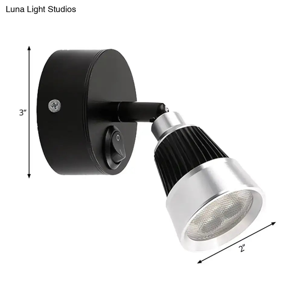 DecorBites™ Modern Bell Wall Light: Rotatable Metal LED Sconce in Black/Chrome - With/Without Switch