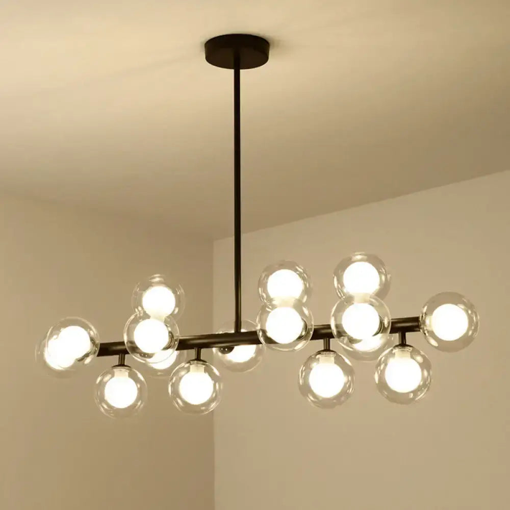 DecorBites™ 16-Light Modern Black Island Pendant - Spherical Glass Ceiling Light for Dining Table