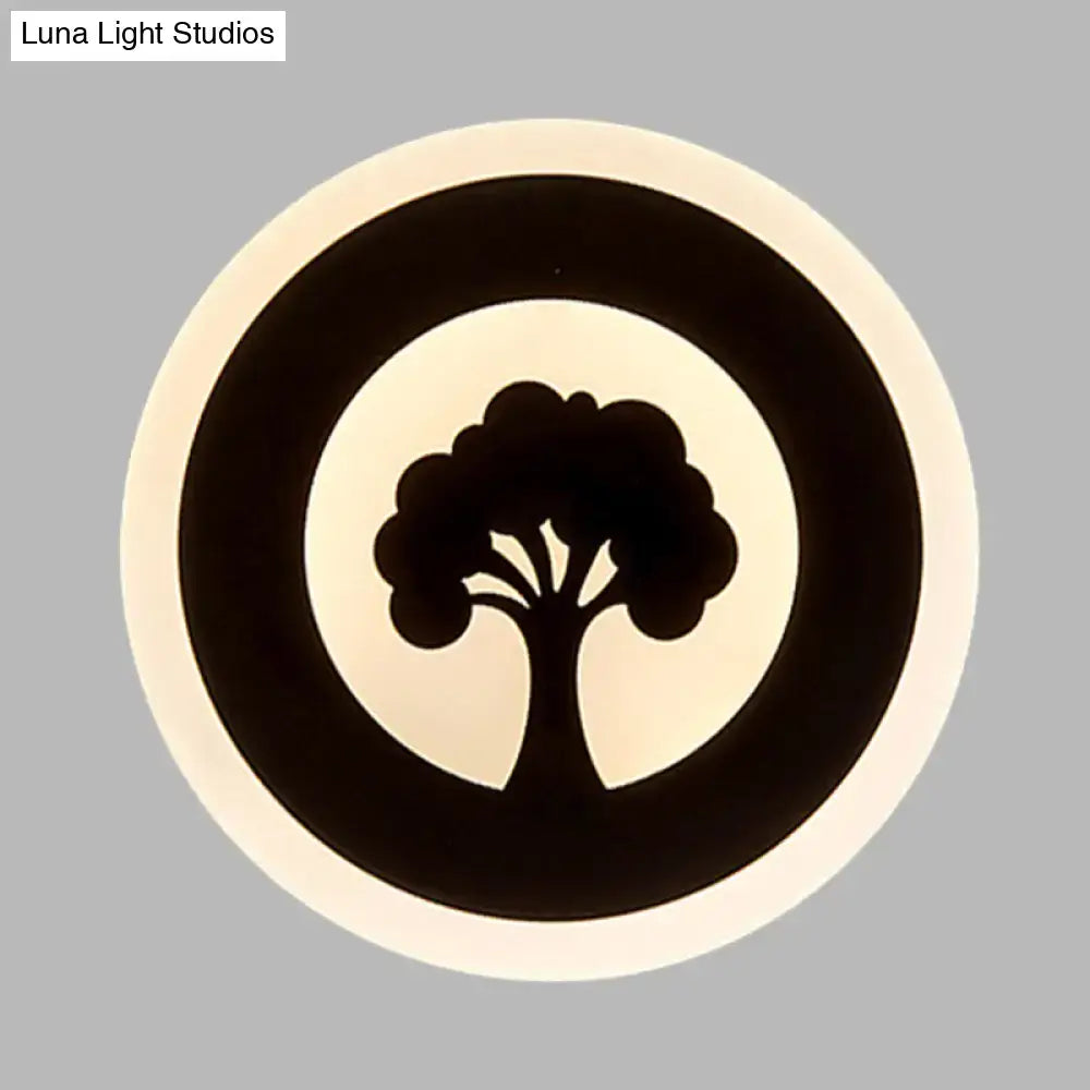 Modern black tree pattern led flush wall sconce bedroom light