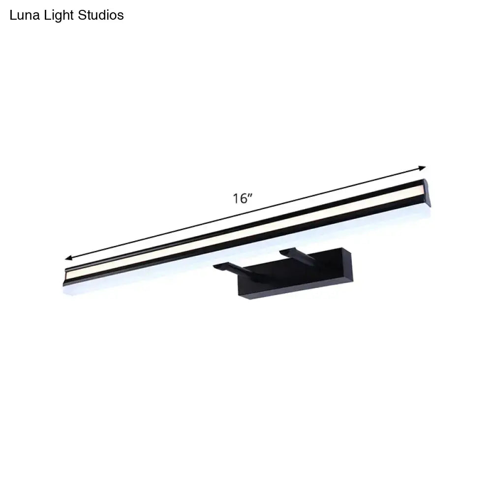 Modern black & white double arm rectangle vanity light bathroom led