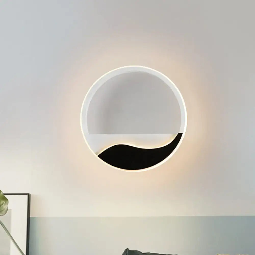 Modern black & white wave led wall light – bedroom sconce
