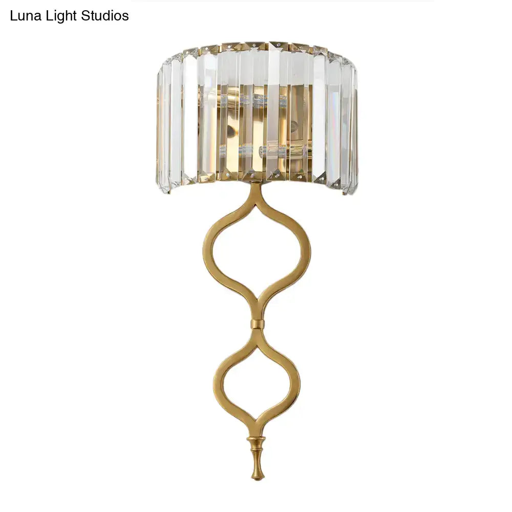 Modern brass wall sconce with crystal rectangle shade bedroom light
