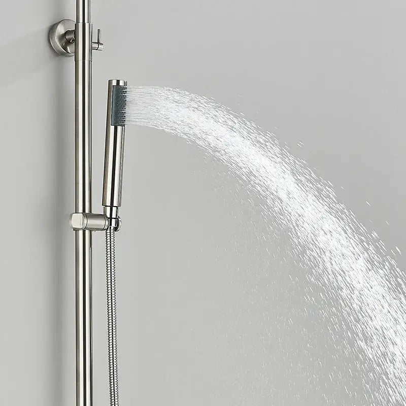 DecorBites™ Brushed Nickel Rainfall Shower System with Hot Cold Mixer for Wall Mount