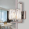 Modern chrome clear crystal drum wall lamp bedroom sconce