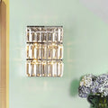 Modern chrome clear crystal wall lamp – bedroom rectangle sconce