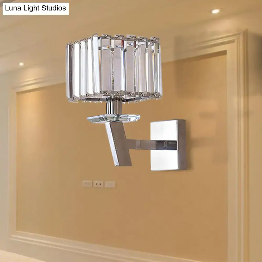 DecorBites™ Modern Clear Crystal Wall Light - Stylish 1 Light Chrome Sconce for Corridor