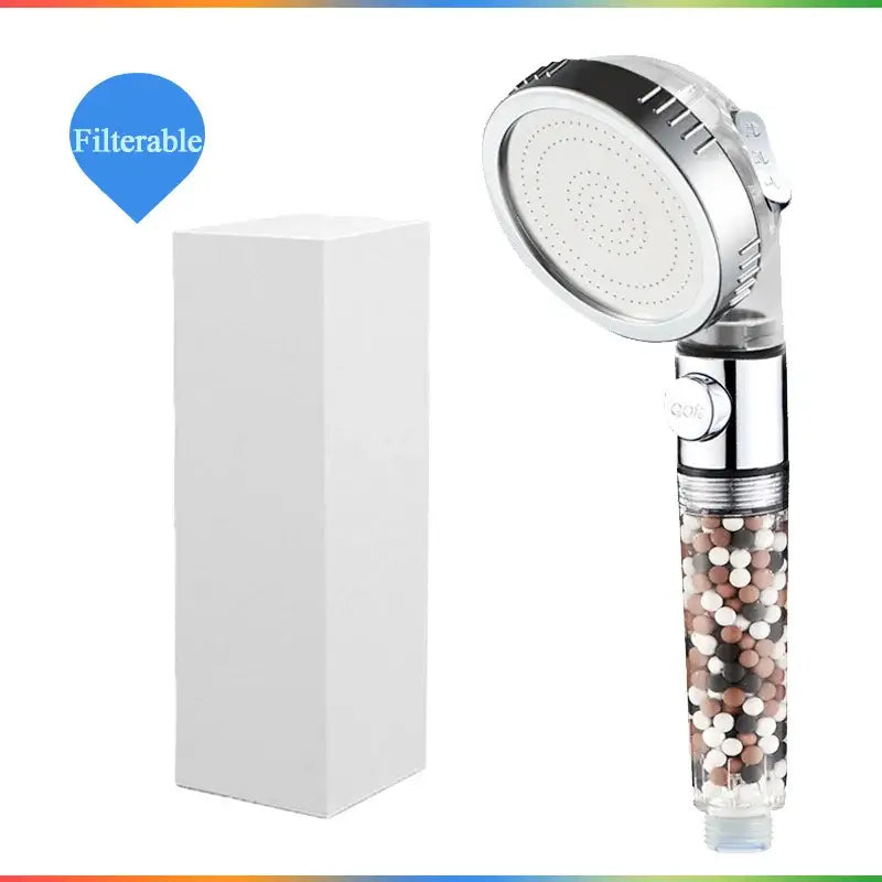 Modern chrome high pressure anion shower head with stop button bathroom