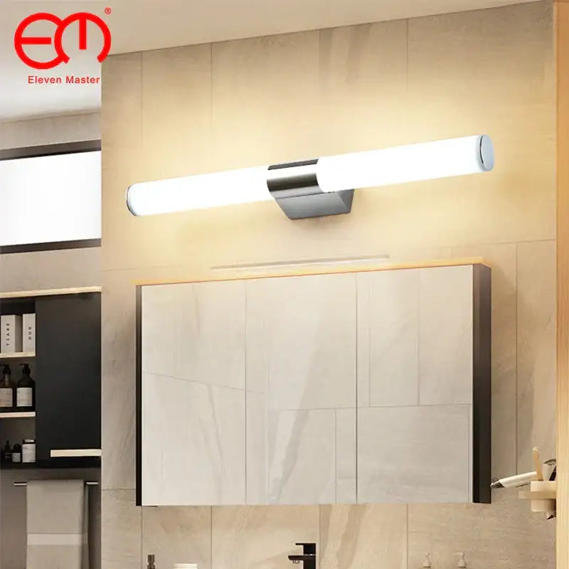 Modern chrome led wall light mirror bathroom sconce warm white