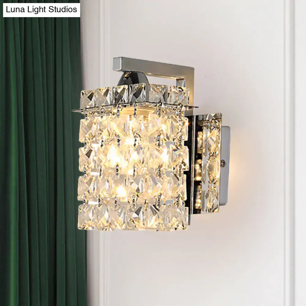 Modern chrome rectangle crystal wall light living room 110v-120v