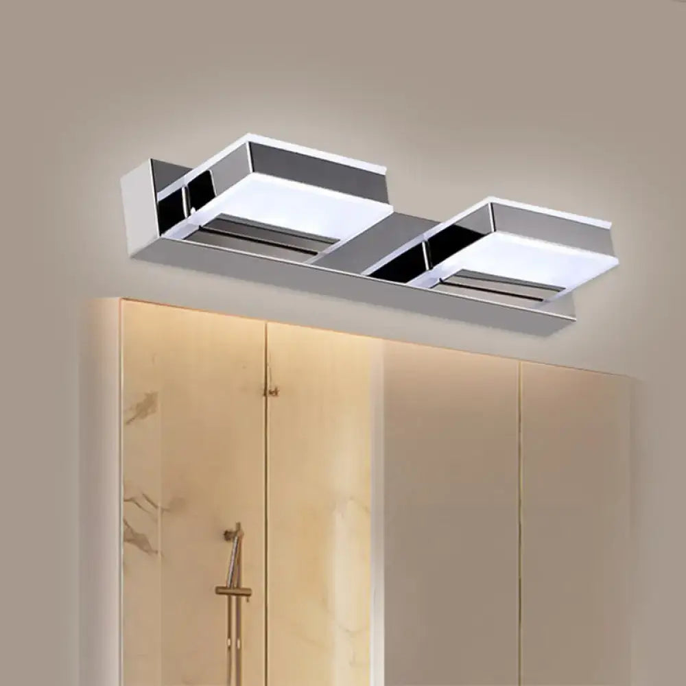 Modern chrome square acrylic vanity light bathroom fixture height