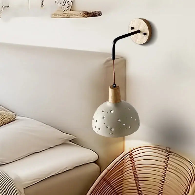 DecorBites™ Cement Wood Wall Light Pull Chain Switch Adjustable Socket Nordic Modern Provencal