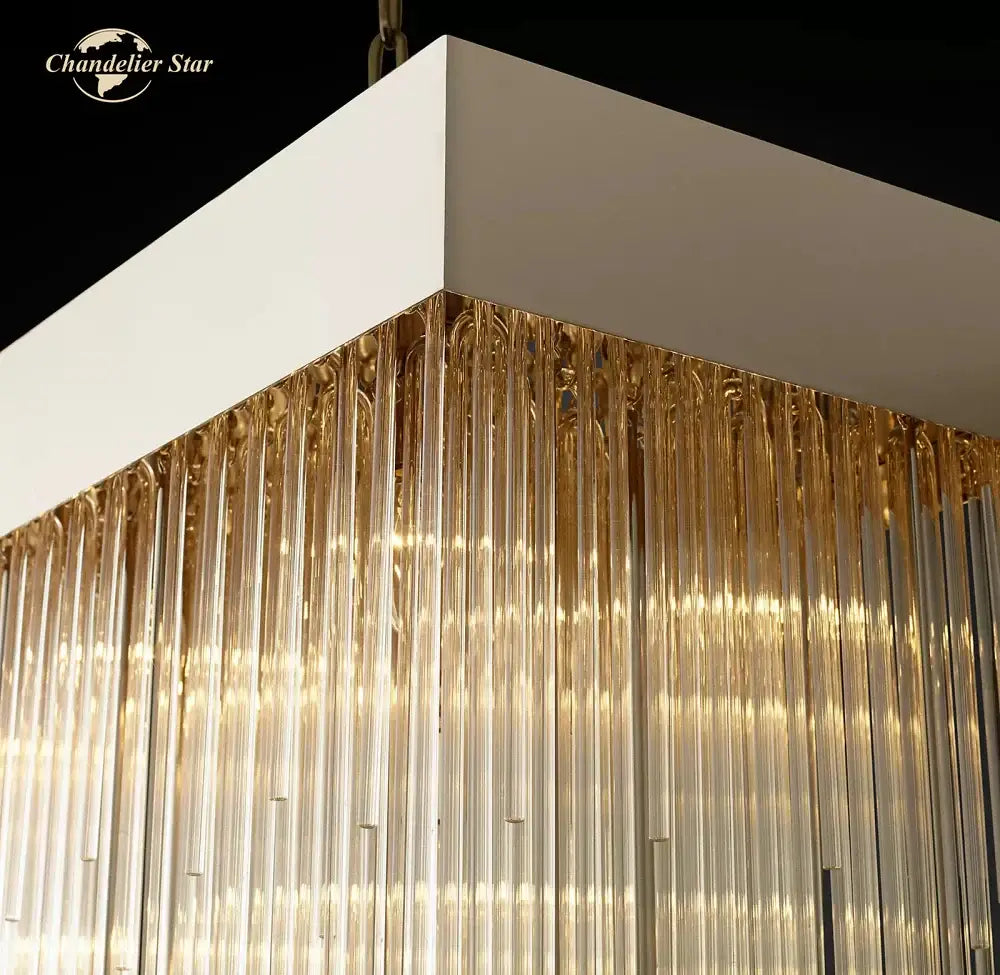Modern gold cascada rectangular led chandelier dining room light