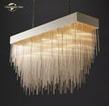 Modern gold cascada rectangular led chandelier dining room light