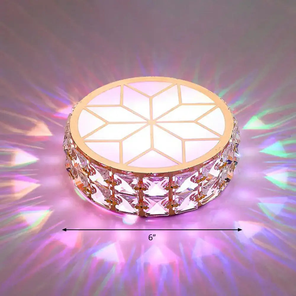 Modern gold crystal flush mount ceiling light for passageway