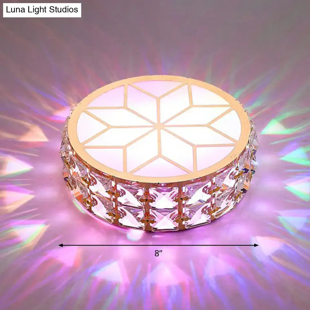 Modern gold crystal flush mount ceiling light for passageway