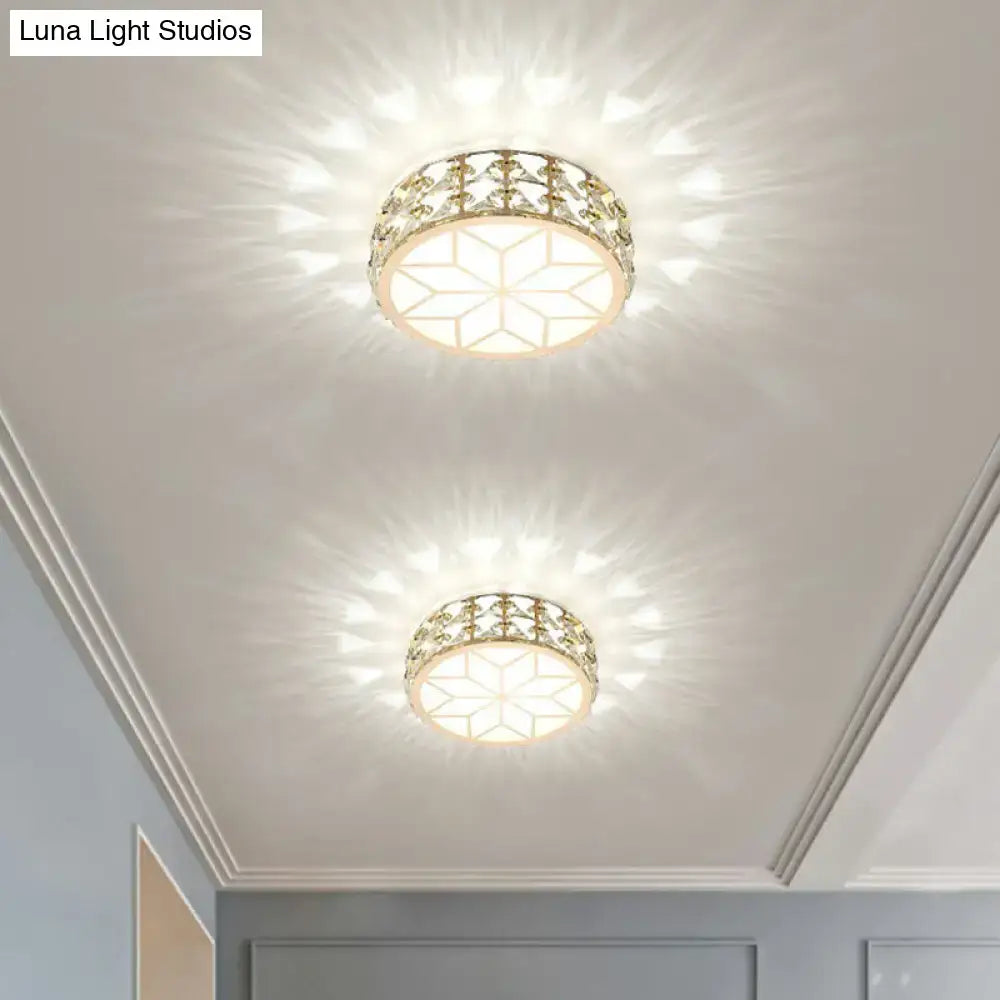 Modern gold crystal flush mount ceiling light for passageway