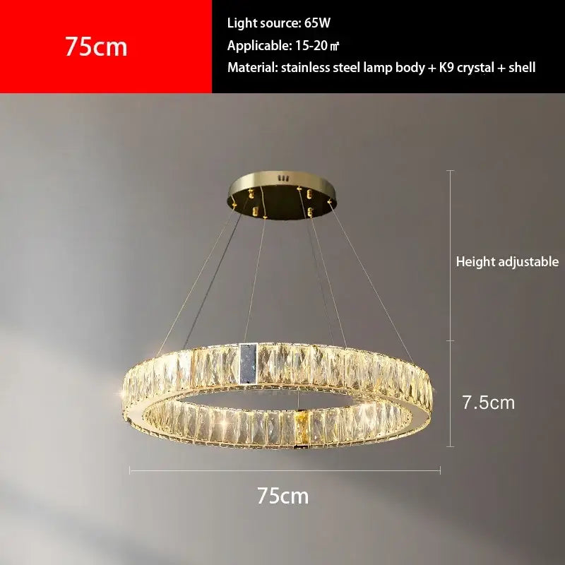 Modern gold crystal pendant chandelier led dining room light
