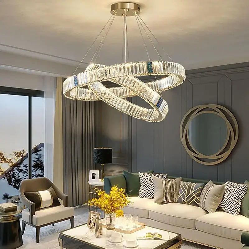 Modern gold crystal pendant chandelier led dining room light