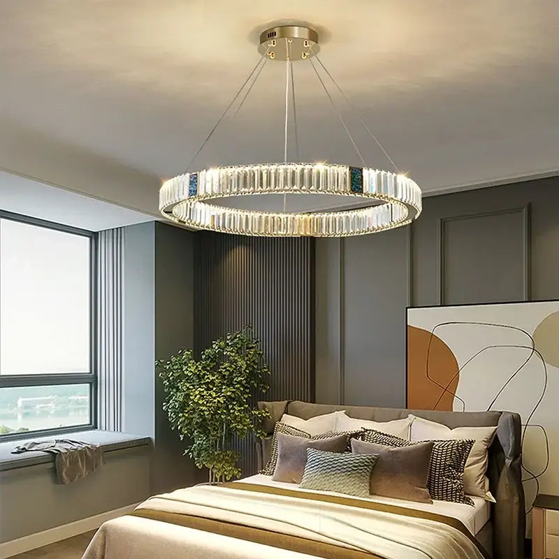 Modern gold crystal pendant chandelier led dining room light