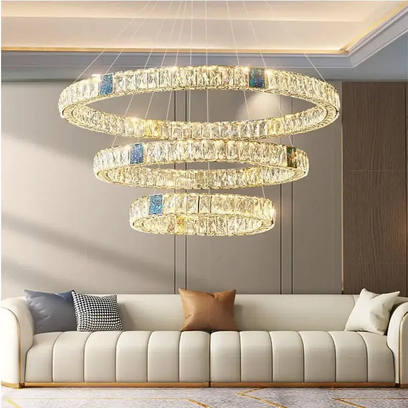 Modern gold crystal pendant chandelier led dining room light