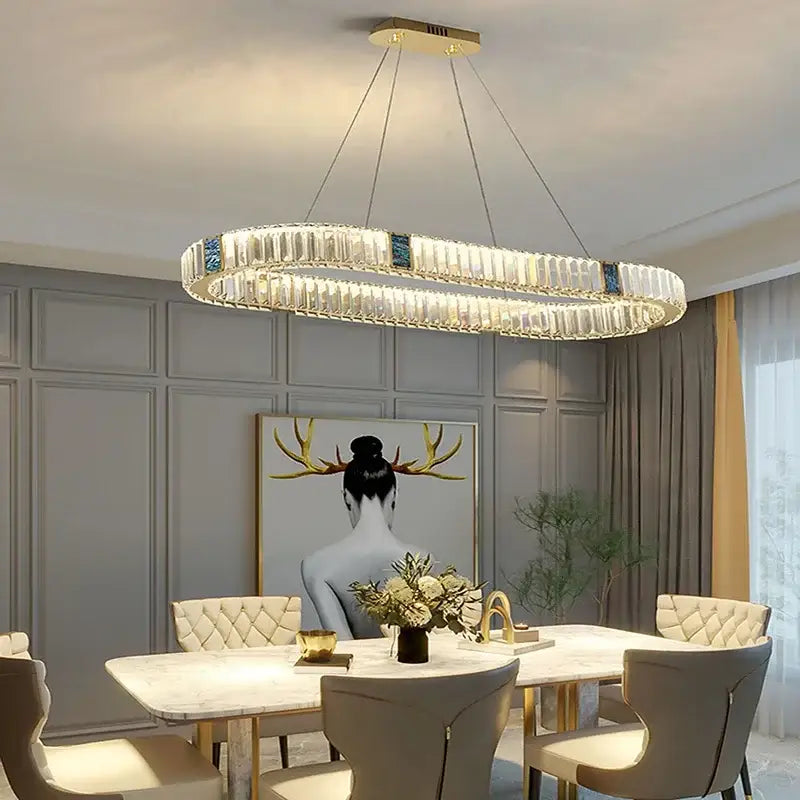 Modern gold crystal pendant chandelier led dining room light