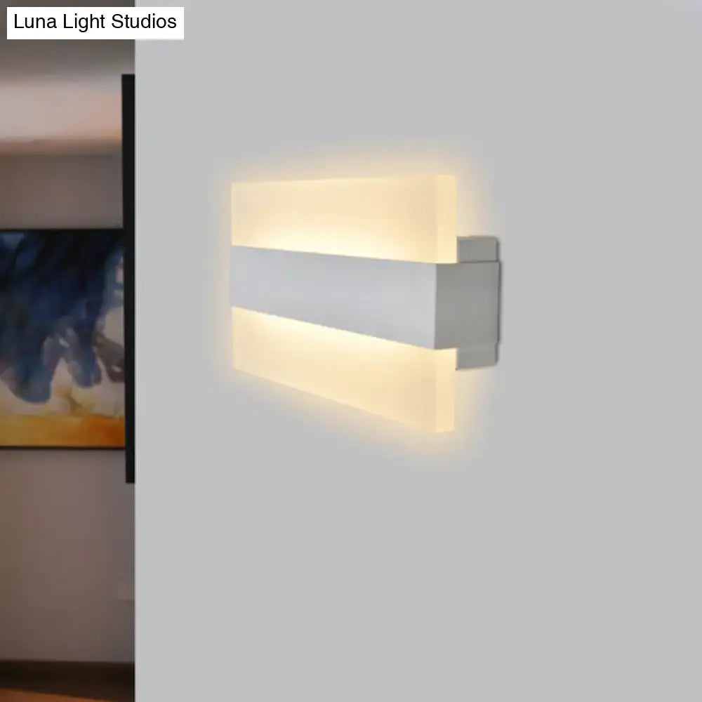 DecorBites™ 9" Acrylic Rectangular LED Wall Lamp White Sconce Light for Bedroom