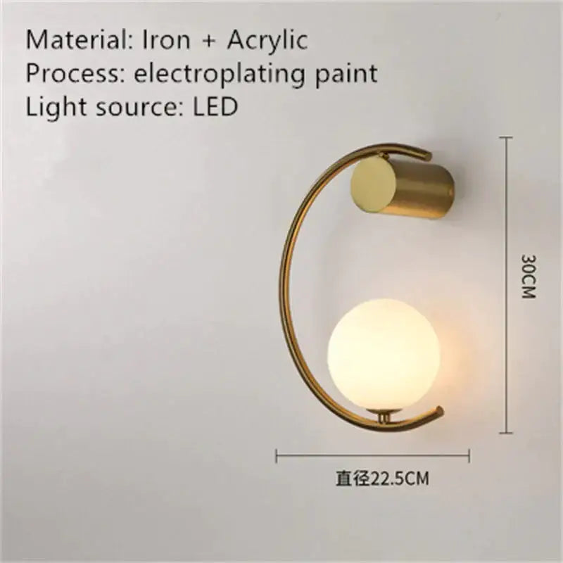 Modern gold luxury creative led bedside wall lamp bedroom sconce