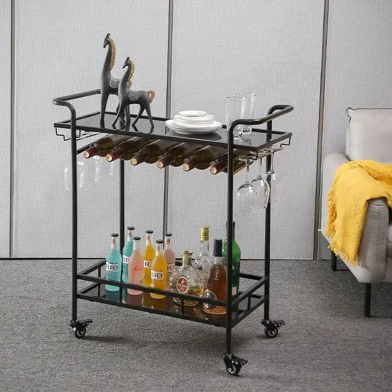 Modern gold & white marble bar cart wine rack dining room drinks trolley