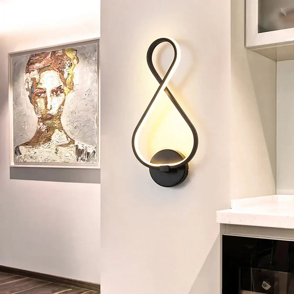 Modern infinity black led wall light – living room sconce
